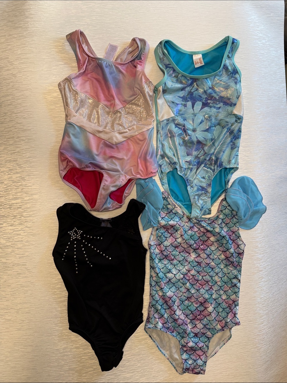 Cat and JacGirls One-Piece Swim Set - Pastel Rainbow, Aqua, Black, Mermaid Scale